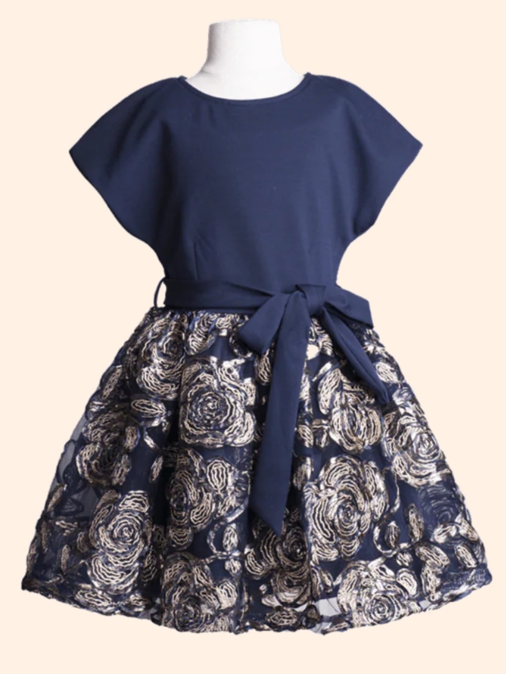 NWT Size 7 The Imoga Collection Navy and Gold Tamara Dress in Vine!